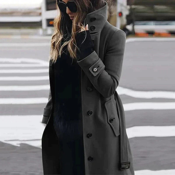Herminia belted high neck long coat — image 4