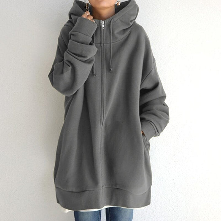 Oversized Zip Up Hoodie for Women in grey