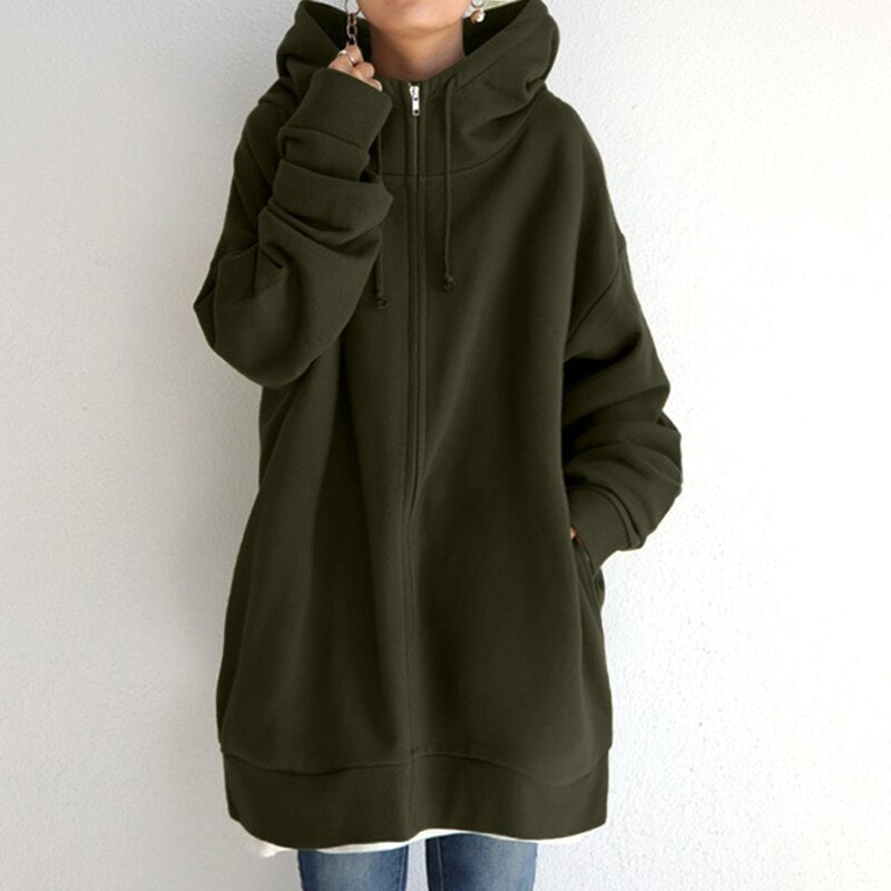 Oversized Zip Up Hoodie for Women in green