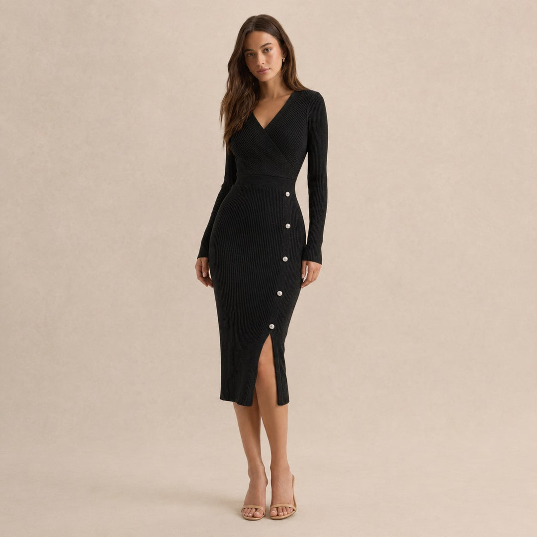 Ribbed Knit Midi Sweater Dress for Women