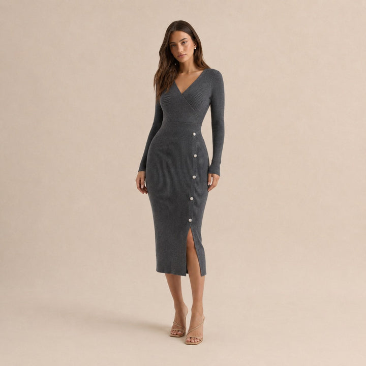 Ribbed Knit Midi Sweater Dress for Women