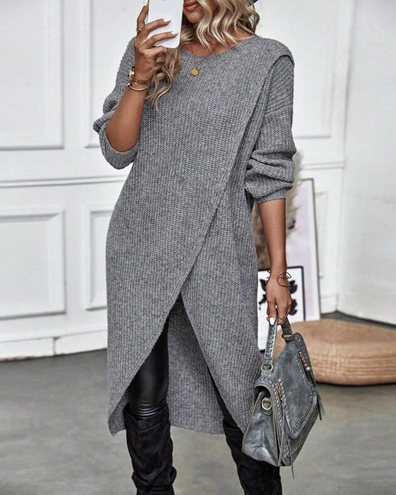 Joceline — Wool Knit Wrap Sweater Dress, StyleTruly
