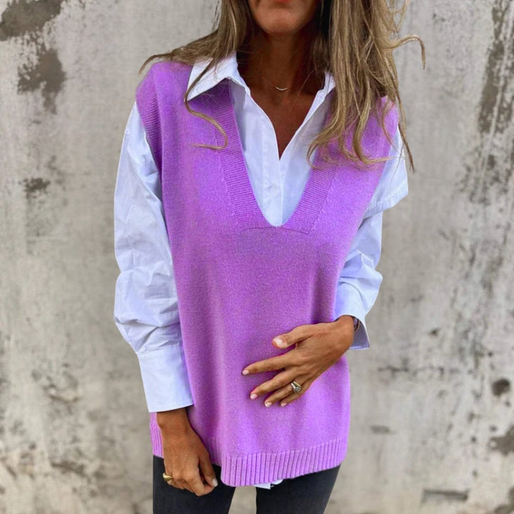 Jolaine — Oversized Deep V Neck Sweater Vest (5), StyleTruly