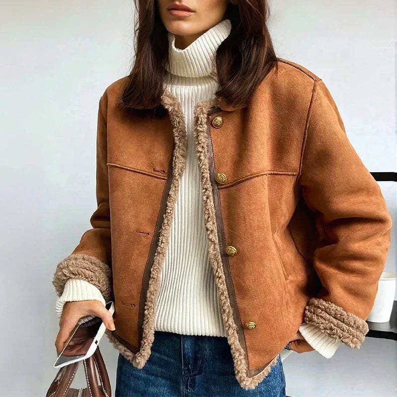 Josie button front shearling jacket — image 1