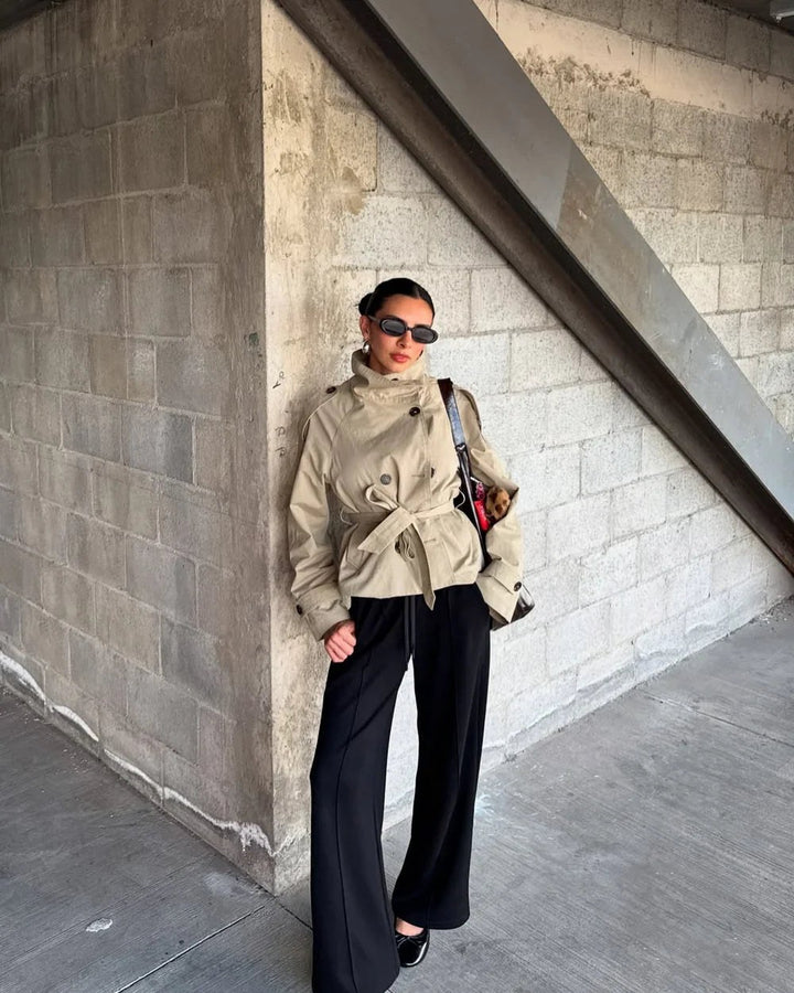 Julienne — Belted High Neck Trench Coat (3), StyleTruly