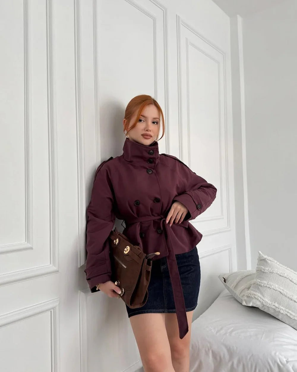 Julienne — Belted High Neck Trench Coat (5), StyleTruly