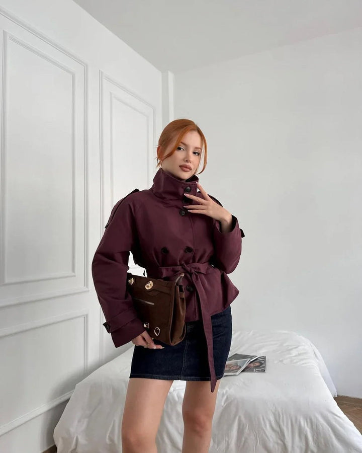 Julienne — Belted High Neck Trench Coat (7), StyleTruly
