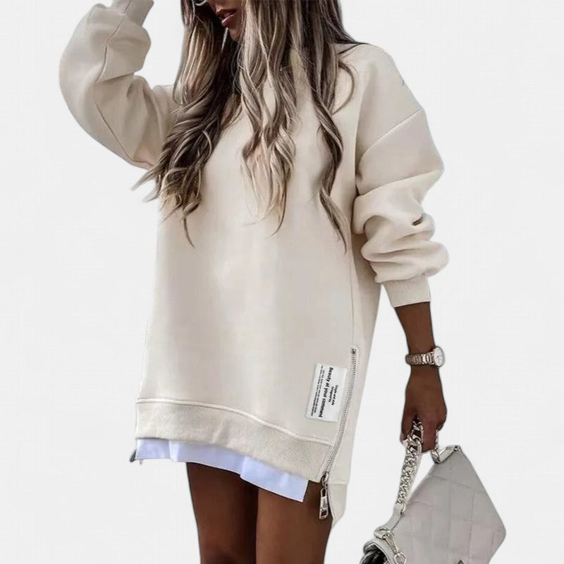 Oversized Sweatshirt Dress for Women in apricot
