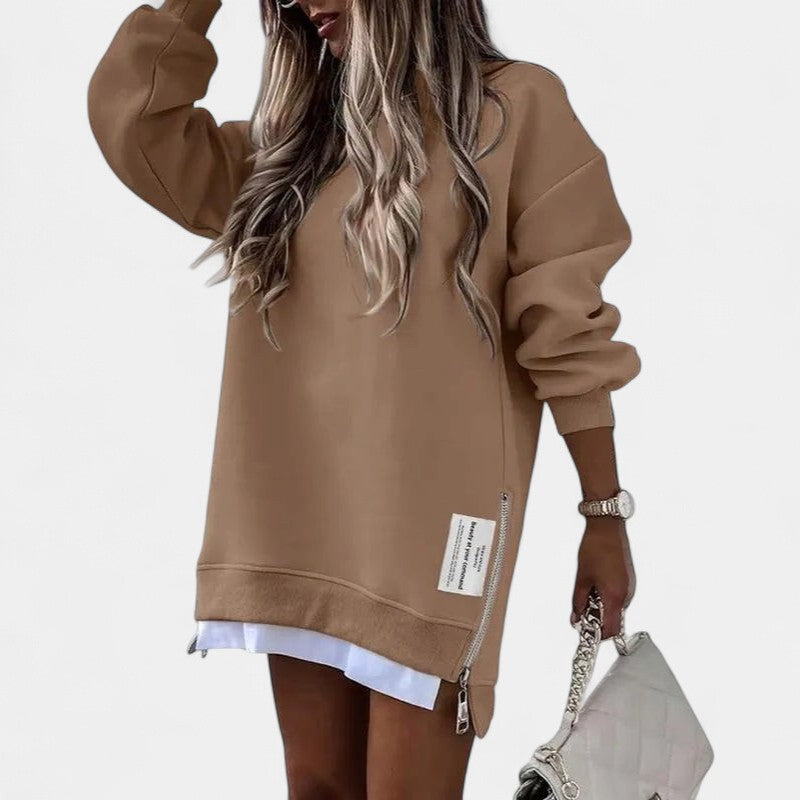 Oversized Sweatshirt Dress for Women in brown
