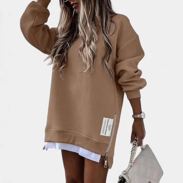 Oversized Sweatshirt Dress for Women in brown