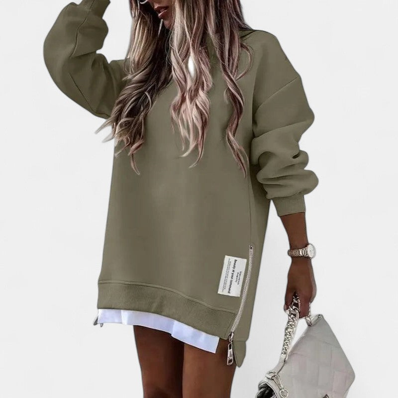 Oversized Sweatshirt Dress for Women in army green