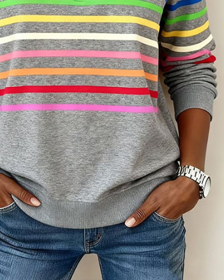 Striped Half Zip Sweatshirt for Women