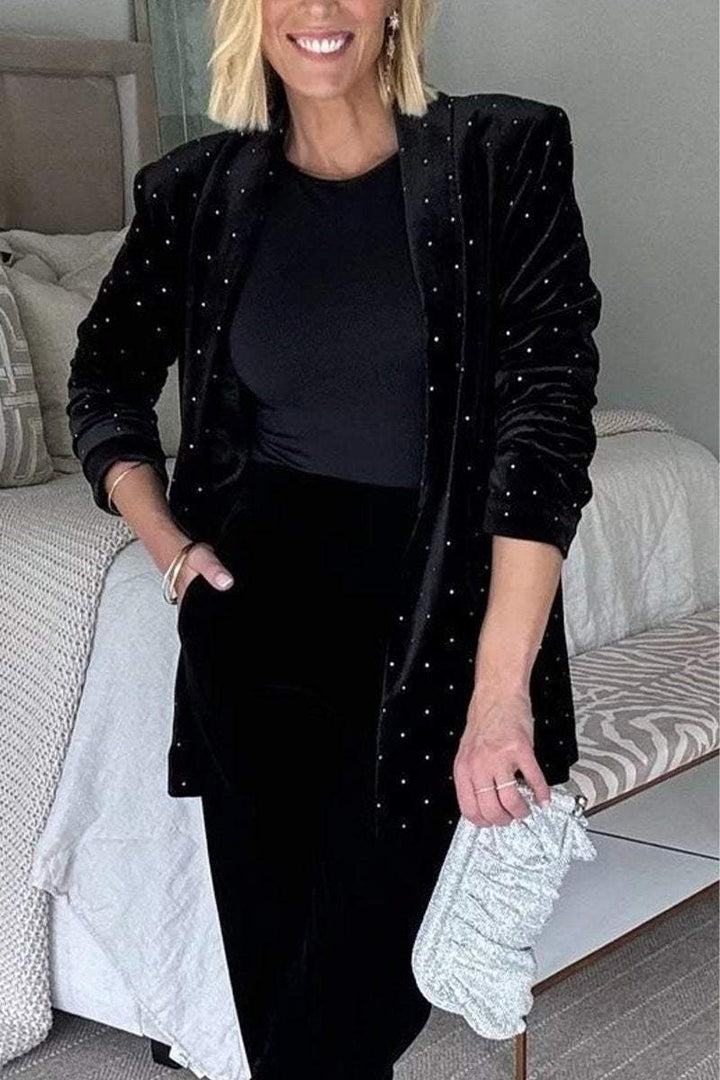 Black Blazer with Tailored Fit and Notch Lapel in black
