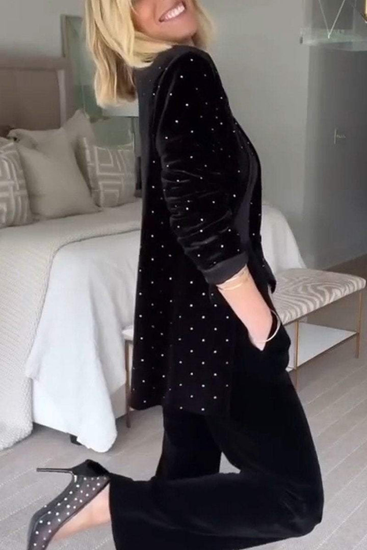 Black Blazer with Tailored Fit and Notch Lapel