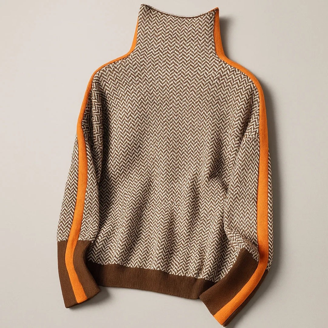 Louise — Cozy Turtleneck Sweater for Women with Striped Sleeves (2), StyleTruly