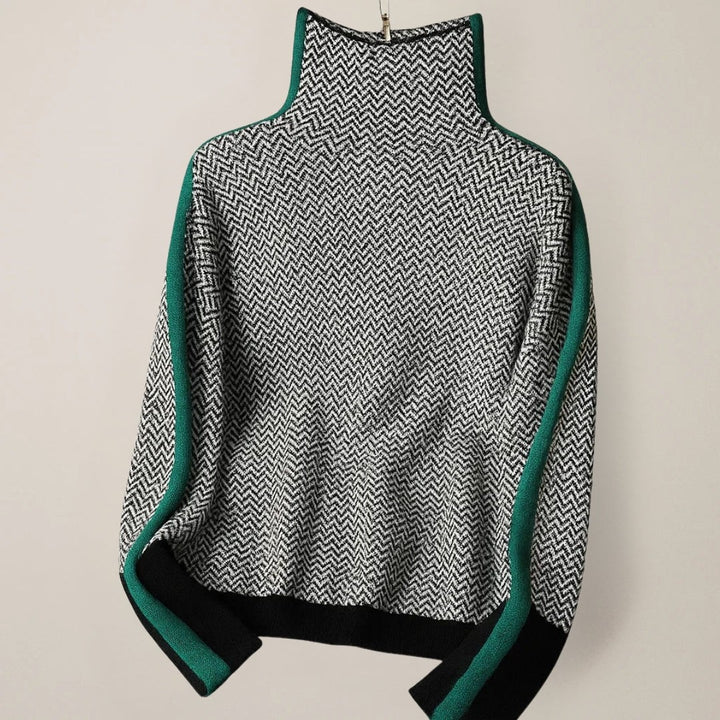 Louise — Cozy Turtleneck Sweater for Women with Striped Sleeves (3), StyleTruly