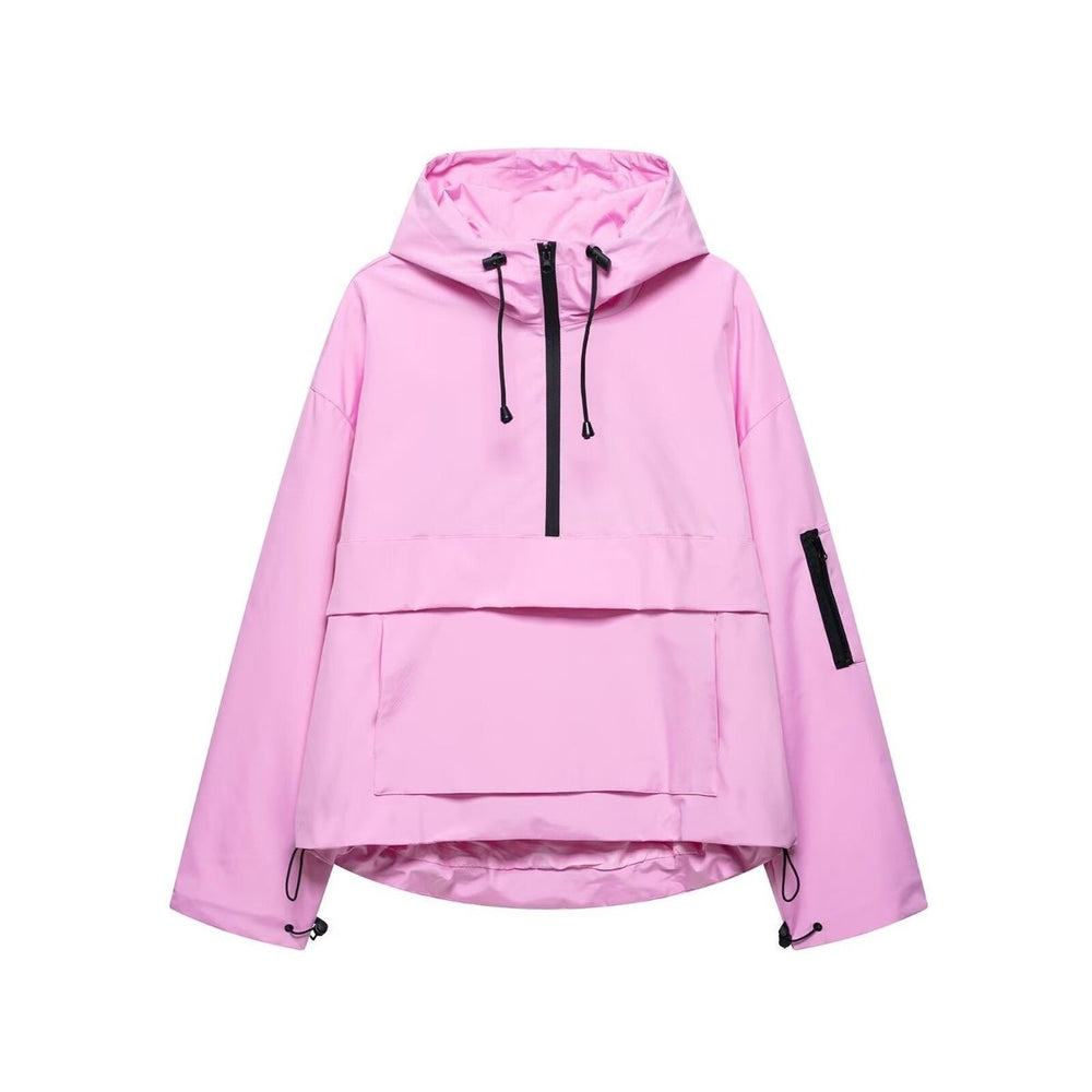 Hooded Windproof Rain Jacket for Women in pink