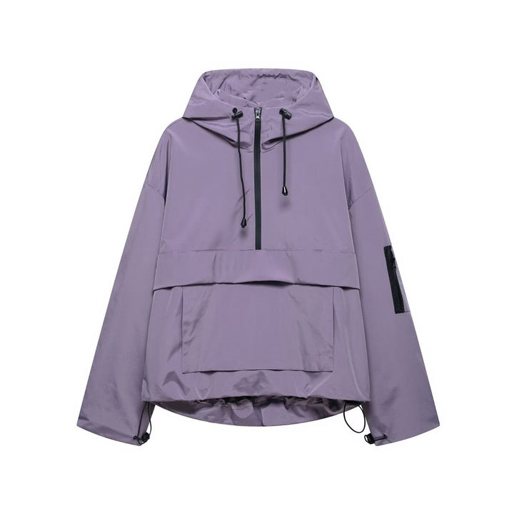 Hooded Windproof Rain Jacket for Women in purple