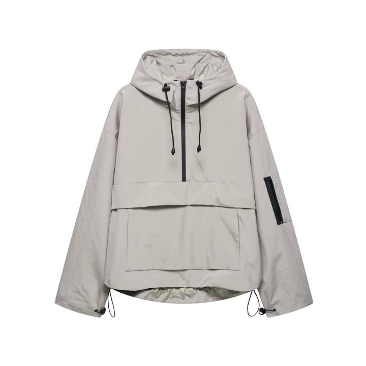 Hooded Windproof Rain Jacket for Women in grey