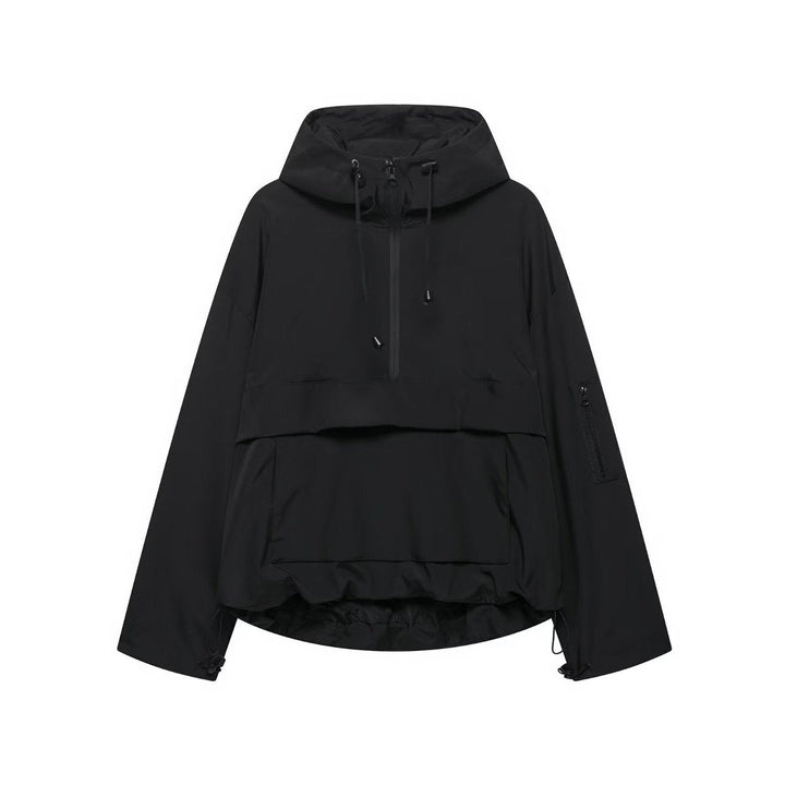 Hooded Windproof Rain Jacket for Women in black