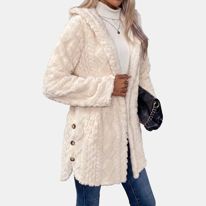 Hooded Teddy Fleece Cardigan for Women in white