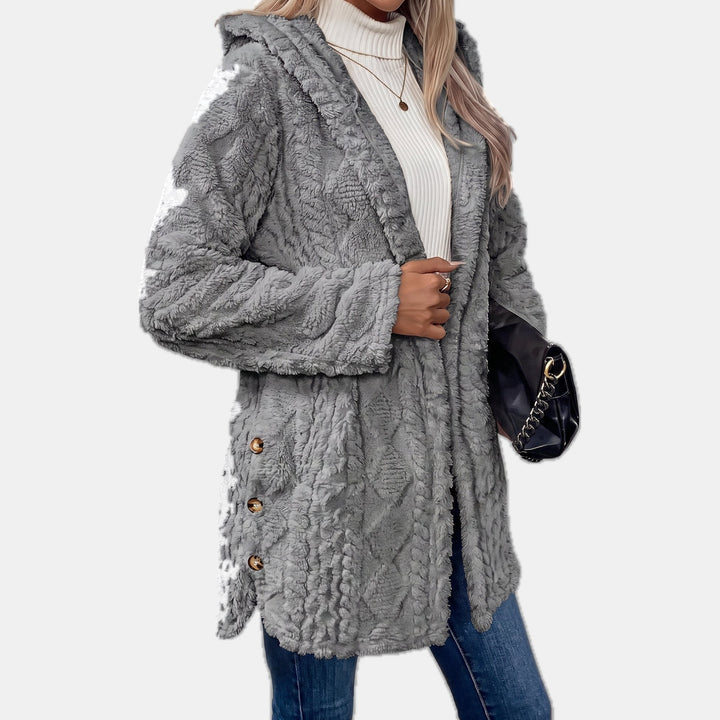 Hooded Teddy Fleece Cardigan for Women in red