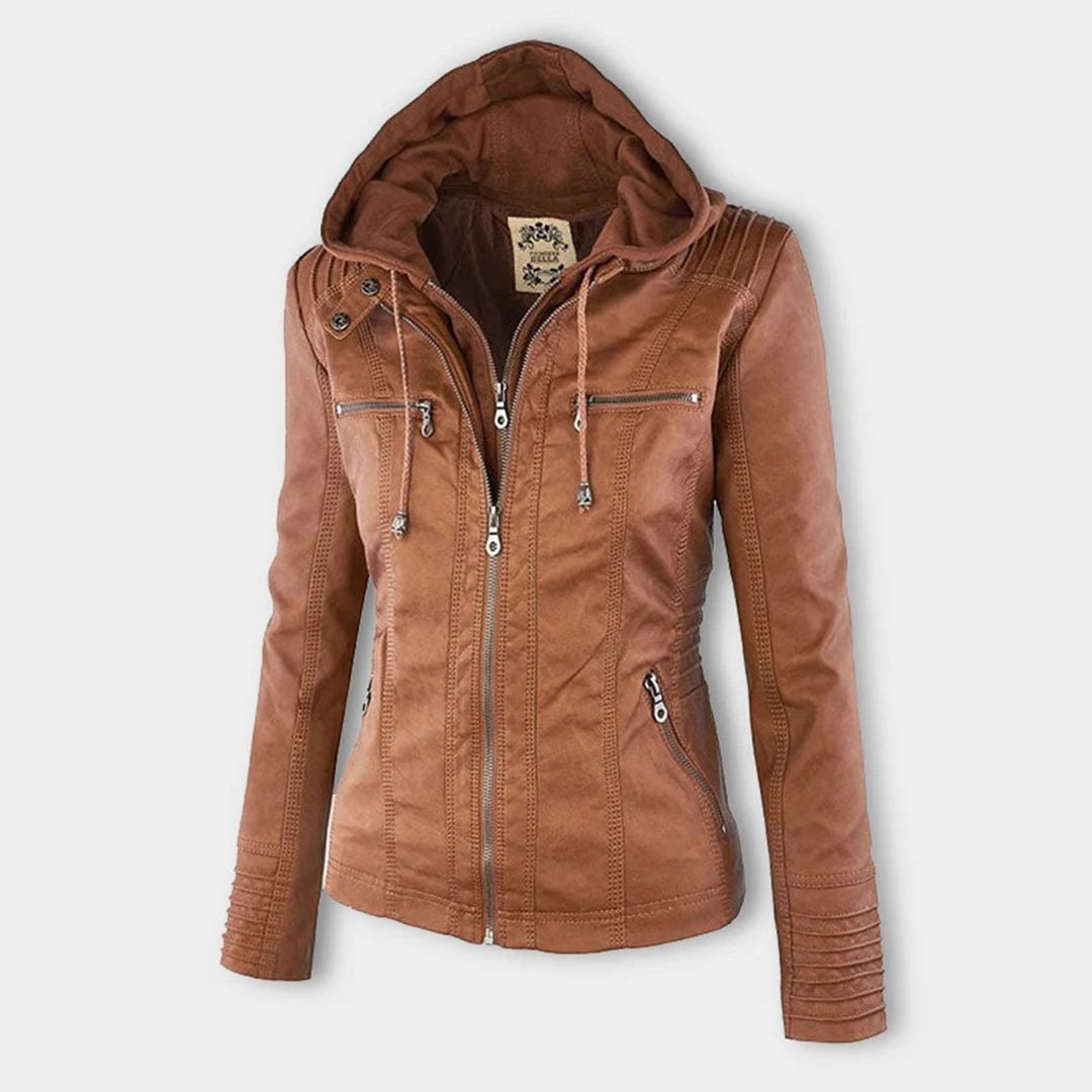 Molly hooded faux leather jacket — image 1