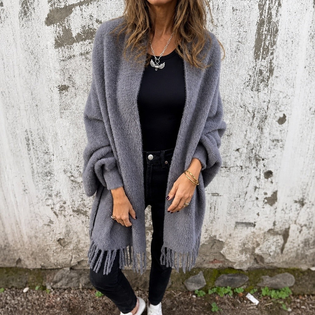 Mylene — Cozy Wool Wrap Coat for Women with Fringe (2), StyleTruly