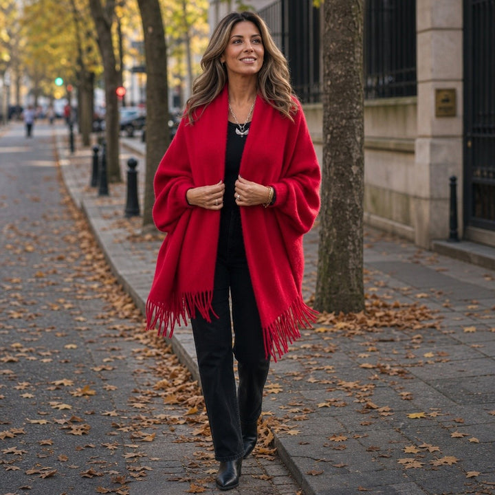 Mylene — Cozy Wool Wrap Coat for Women with Fringe (6), StyleTruly