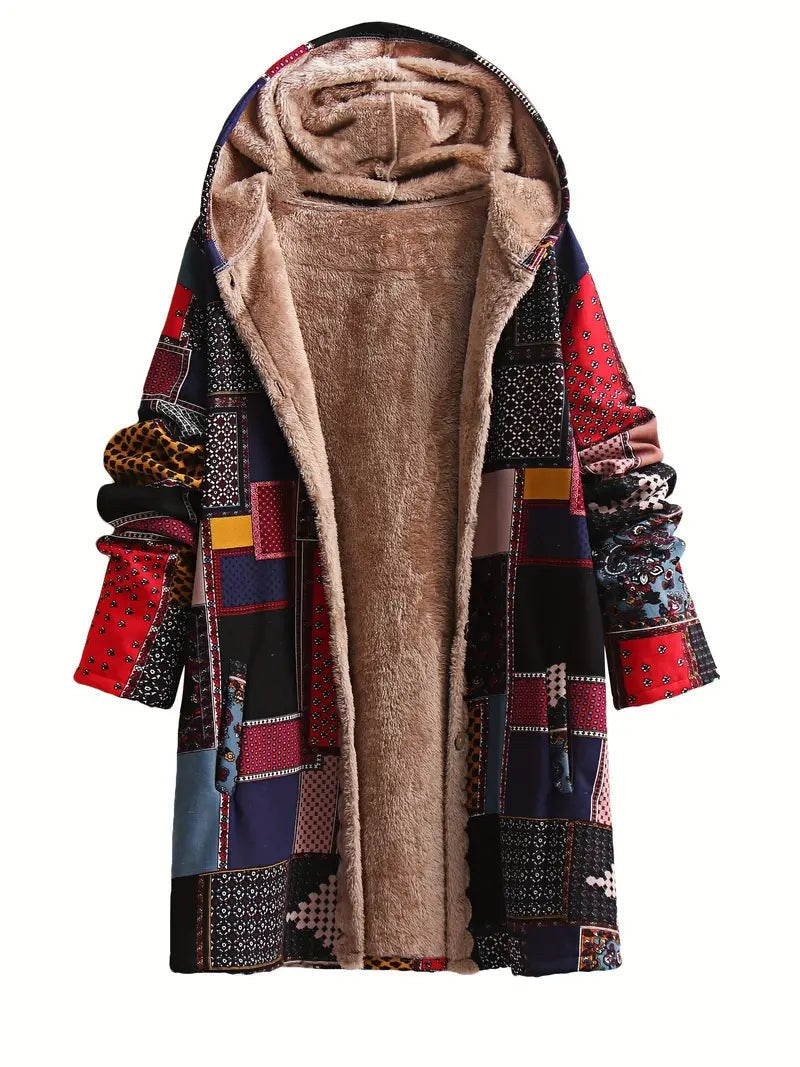 Nadia hooded patchwork fleece jacket — image 1