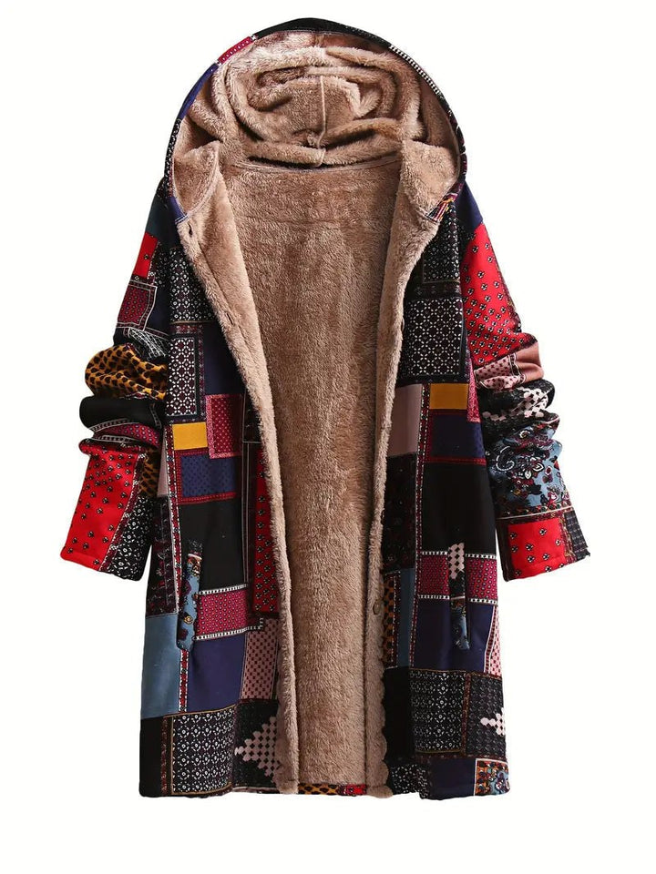 Nadia hooded patchwork fleece jacket — image 1