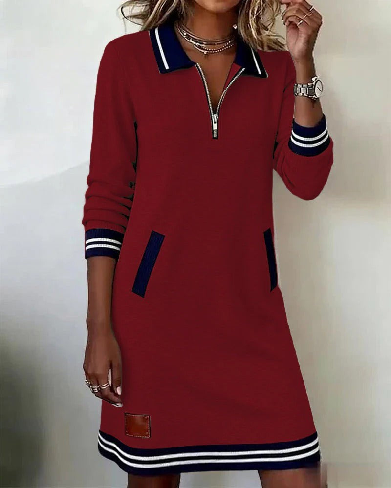 Zip Collar Sweatshirt Dress for Women