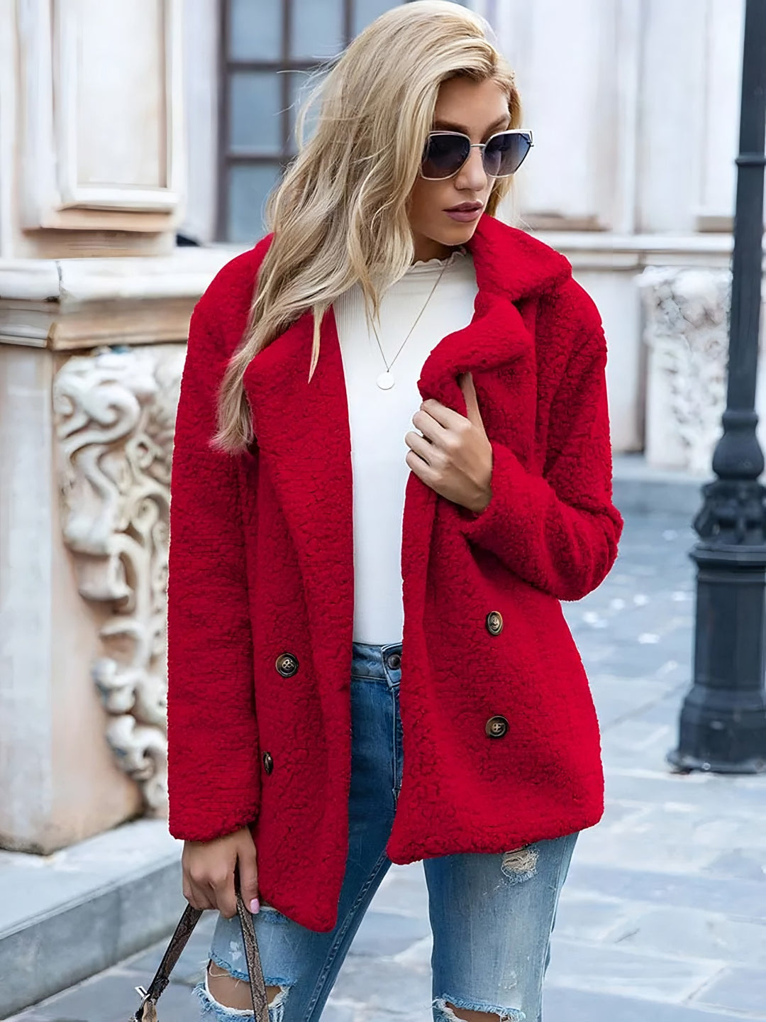 Paulette — Soft Double Breasted Teddy Pea Coat for Women (3), StyleTruly