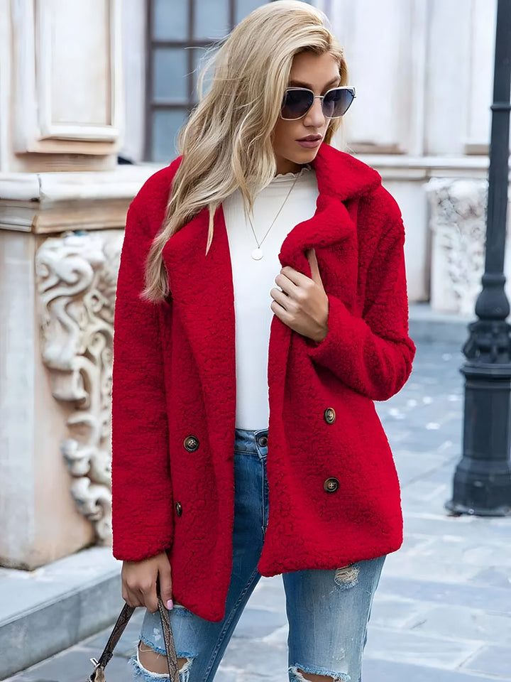 Paulette — Soft Double Breasted Teddy Pea Coat for Women (3), StyleTruly
