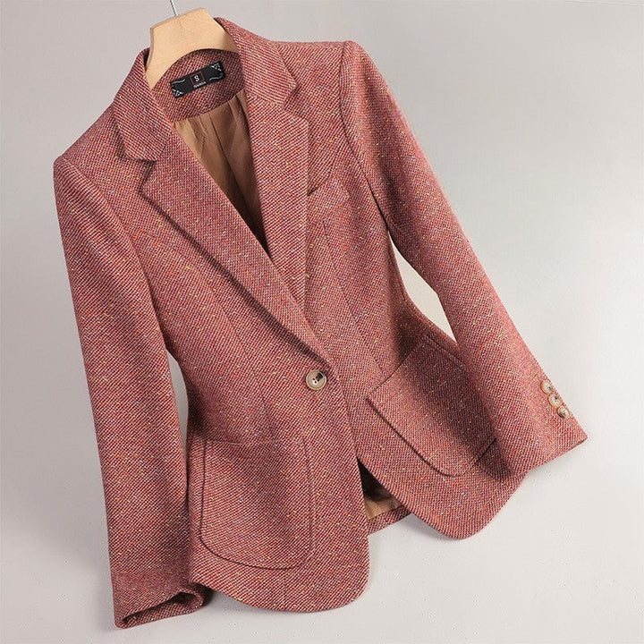 Wool Blazer with Patch Pockets and Two Buttons in rose pink