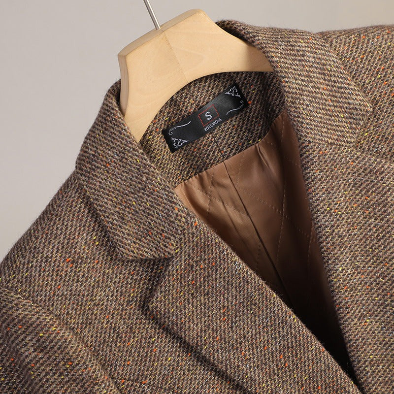 Wool Blazer with Patch Pockets and Two Buttons