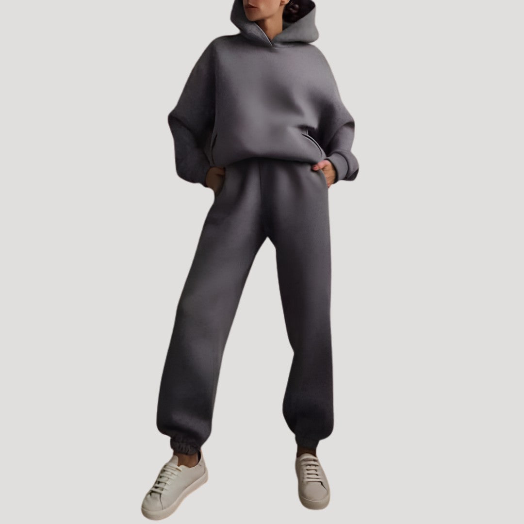 Relaxed Hoodie and Jogger Matching Set in dark grey