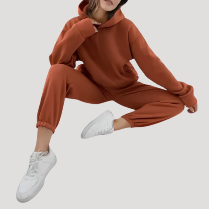Relaxed Hoodie and Jogger Matching Set in chocolate
