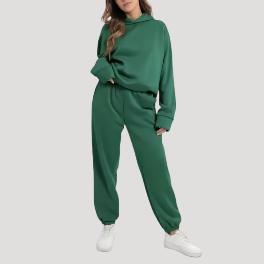 Relaxed Hoodie and Jogger Matching Set in dark green