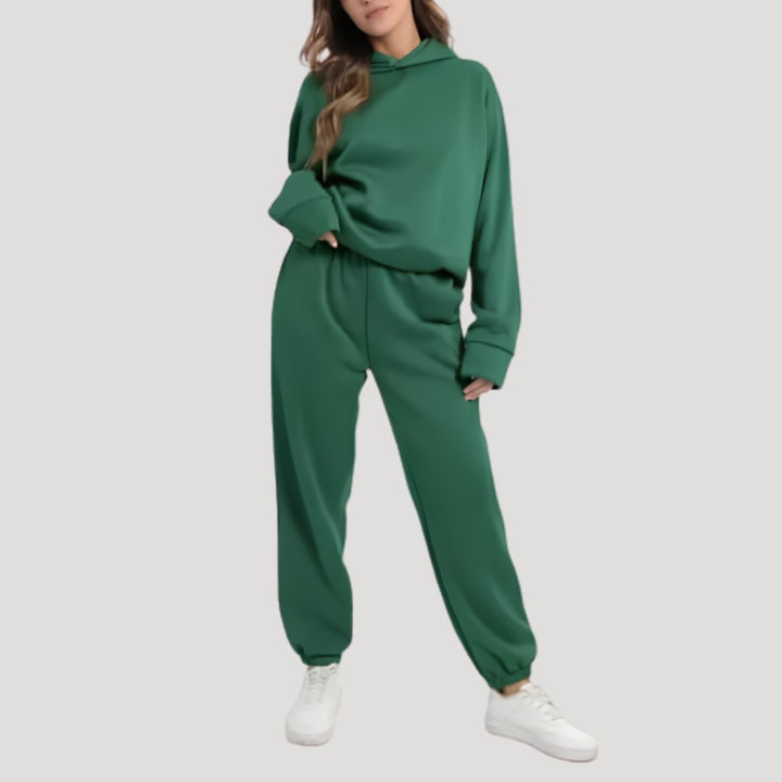 Relaxed Hoodie and Jogger Matching Set in dark green