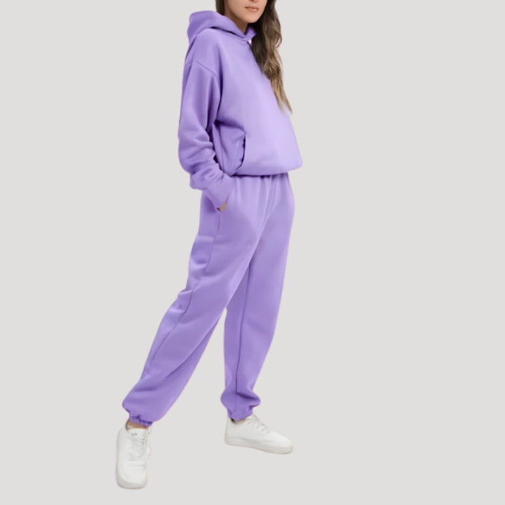 Relaxed Hoodie and Jogger Matching Set in purple