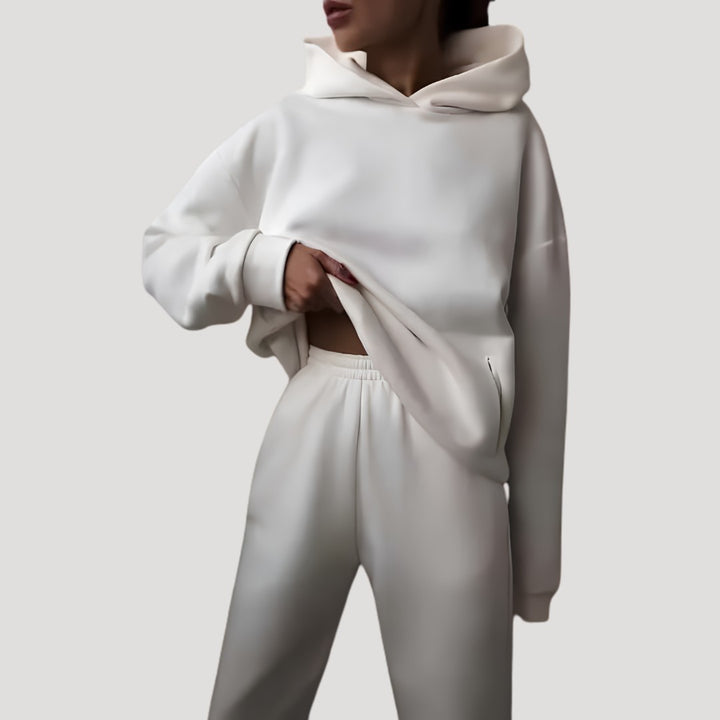 Relaxed Hoodie and Jogger Matching Set in white