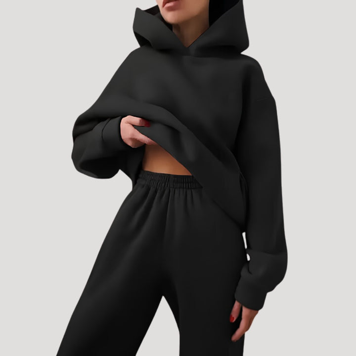 Relaxed Hoodie and Jogger Matching Set in black