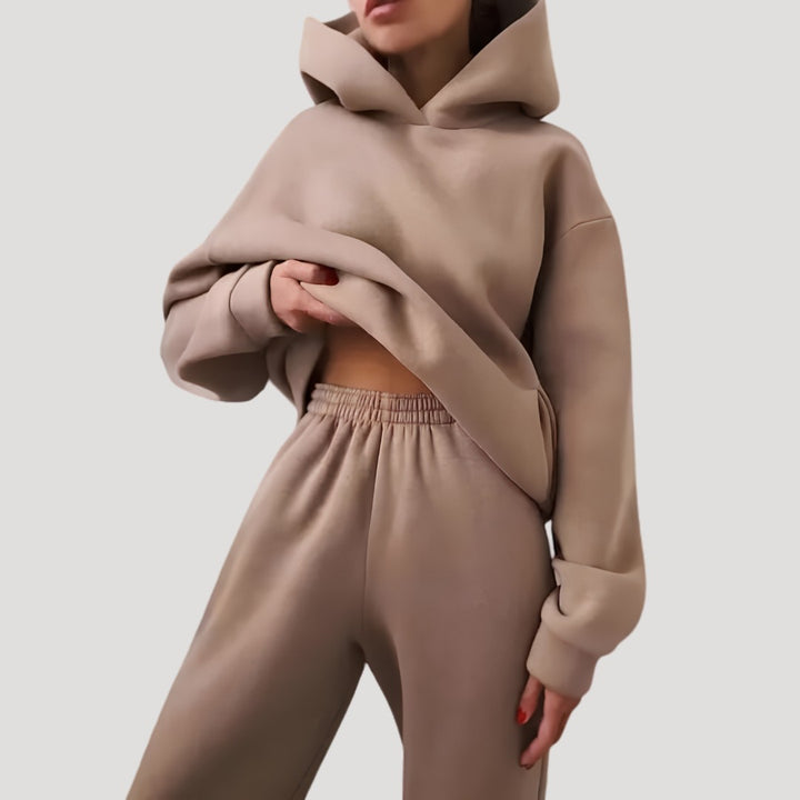 Relaxed Hoodie and Jogger Matching Set in brown