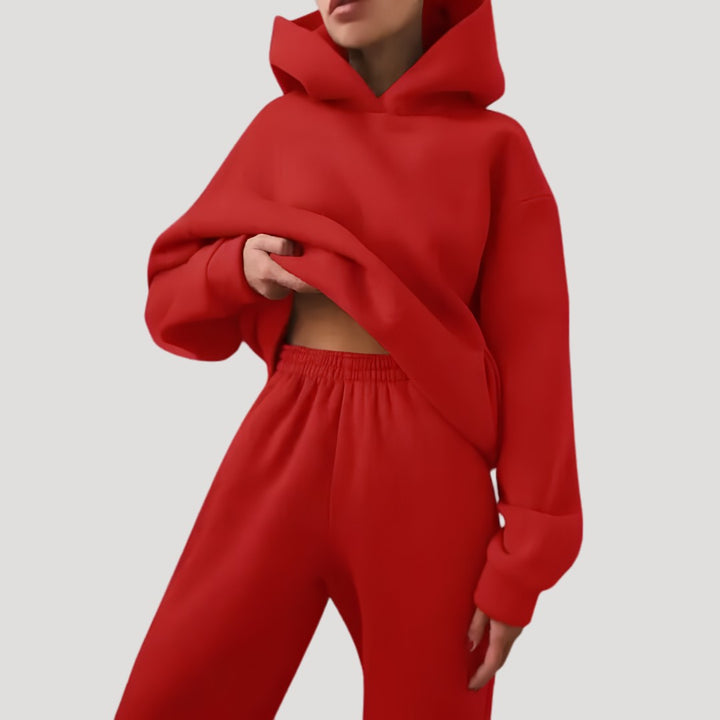 Relaxed Hoodie and Jogger Matching Set in red