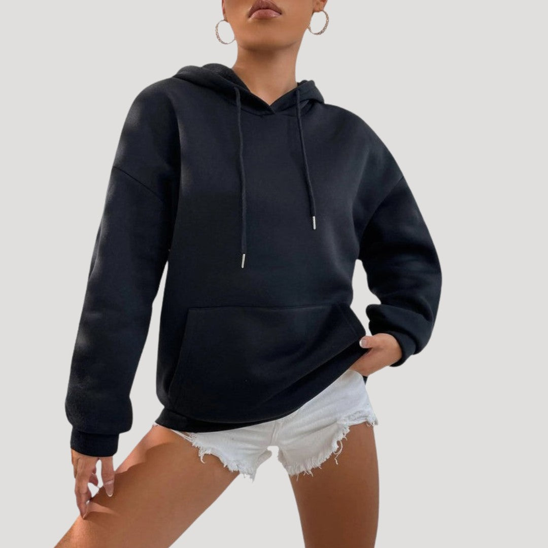Slogan Print Hoodie for Women in black
