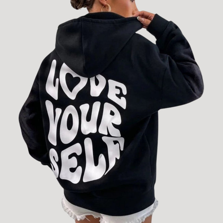 Slogan Print Hoodie for Women