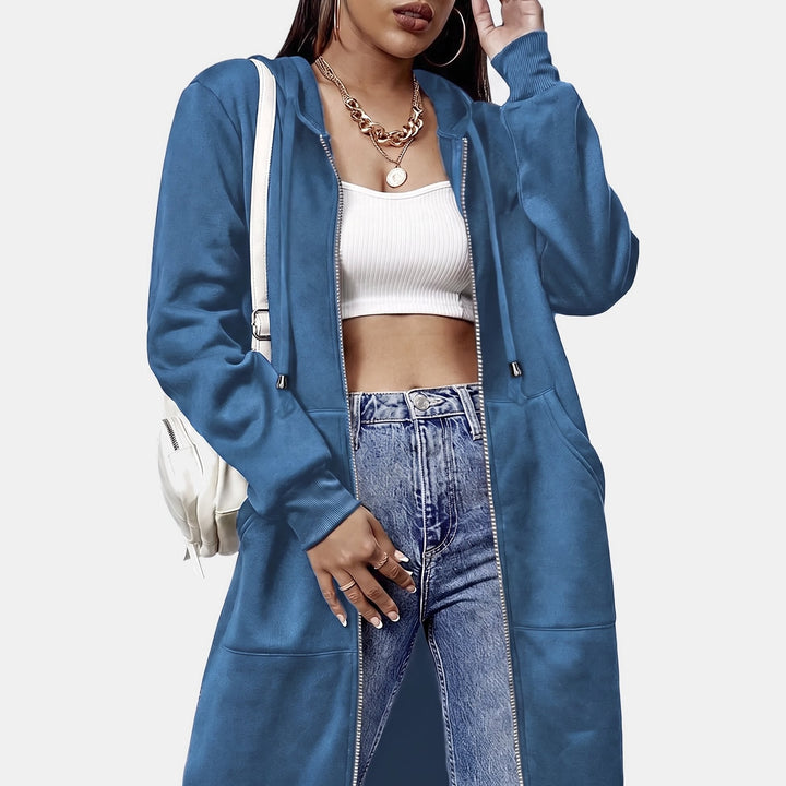 Oversized Fleece Zip Up Hoodie for Women in blue