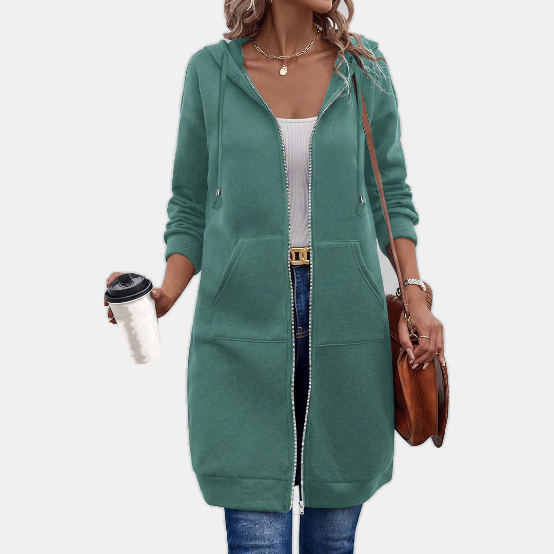 Oversized Fleece Zip Up Hoodie for Women in teal