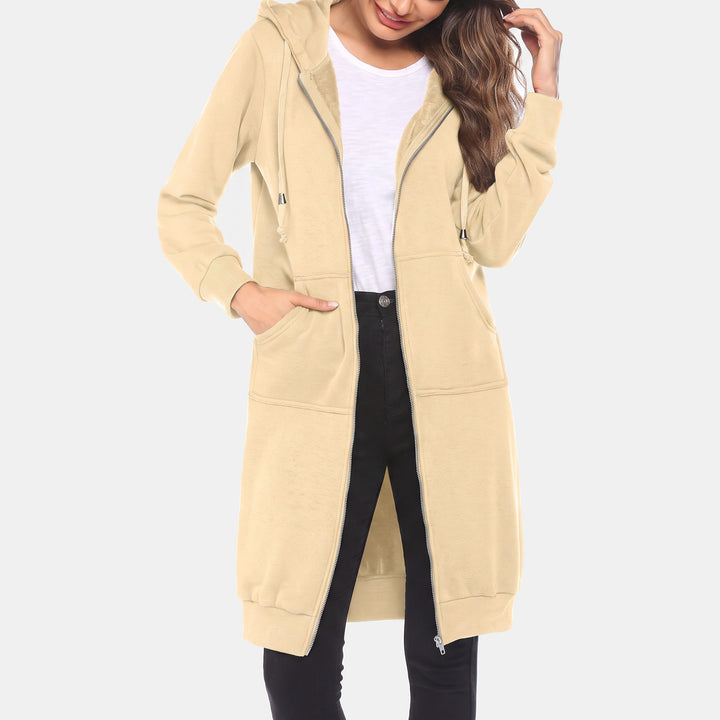 Oversized Fleece Zip Up Hoodie for Women in cream